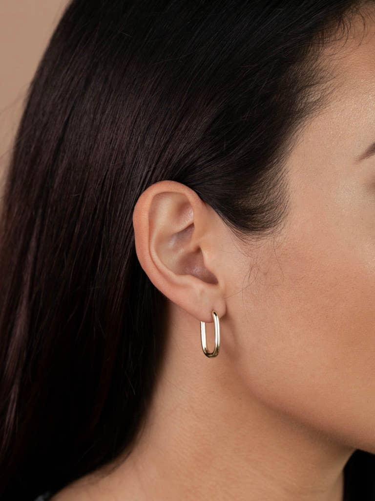 Rectangle Hoop Earrings for Women (Sterling Silver) - Talisa