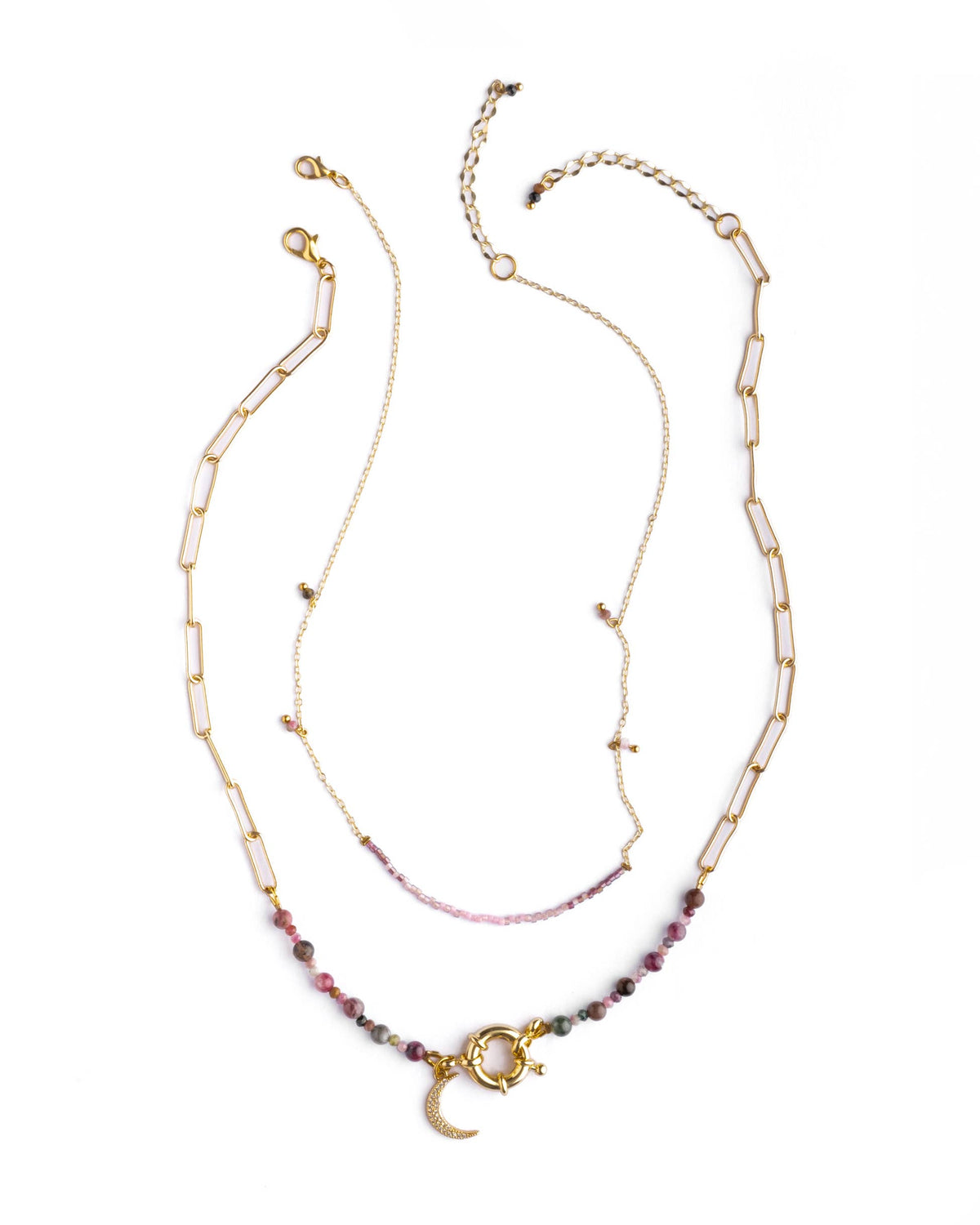 Beaded Charm and Chain Layering Necklace Set/2 (Midnight)