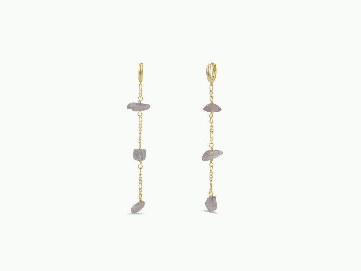 Raw Rainbow Moonstone Chain Drop Earring