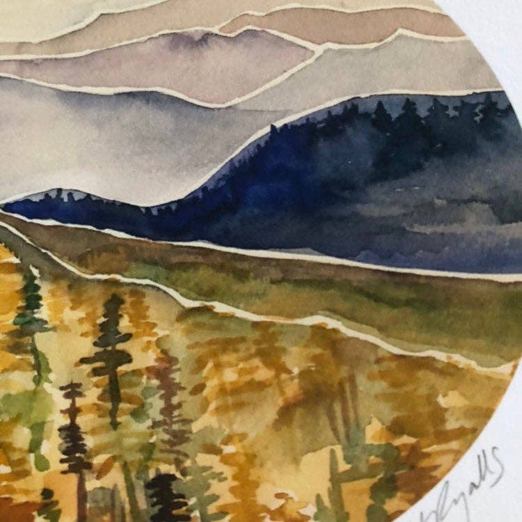 Blue Ridge Layers Watercolor Print: 8x10”