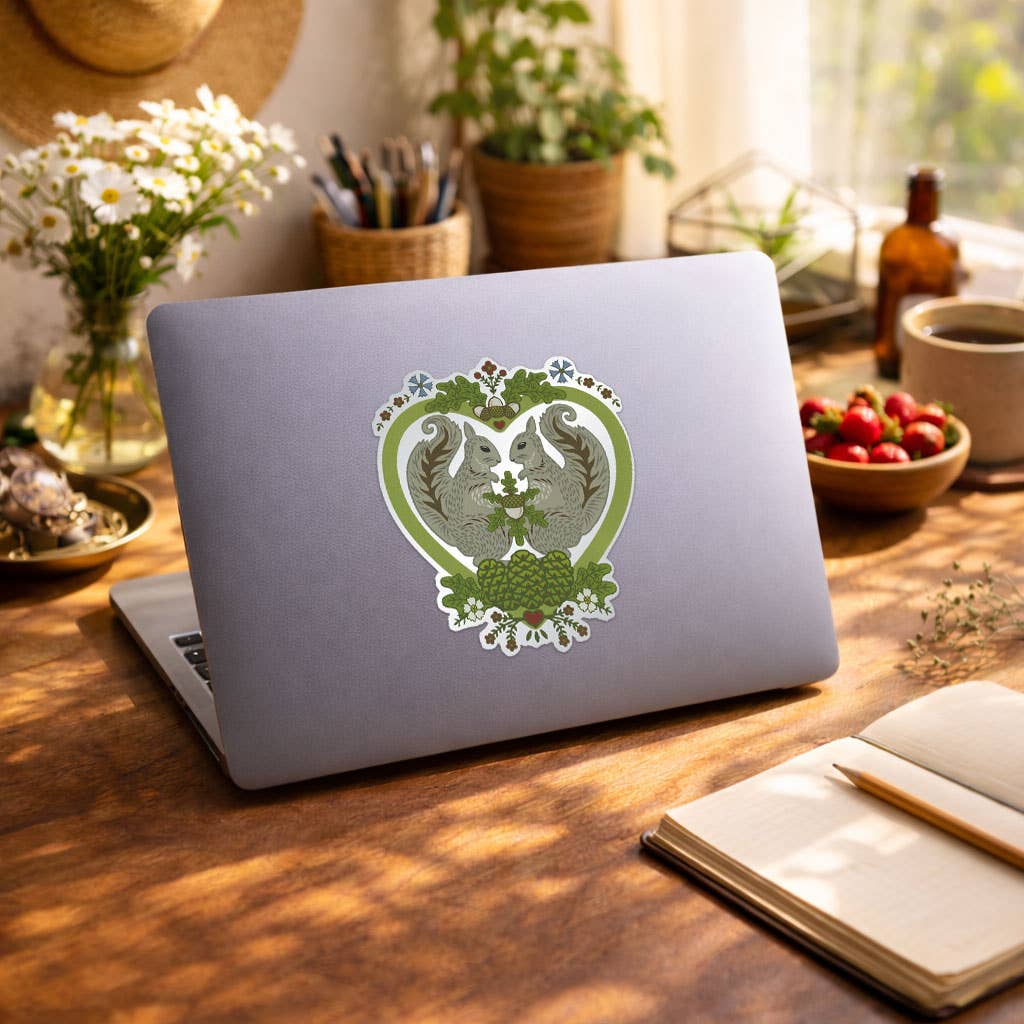 Squirrel Love Matte Mirror Sticker