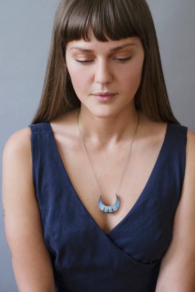 Crescent Woods Painted Necklace