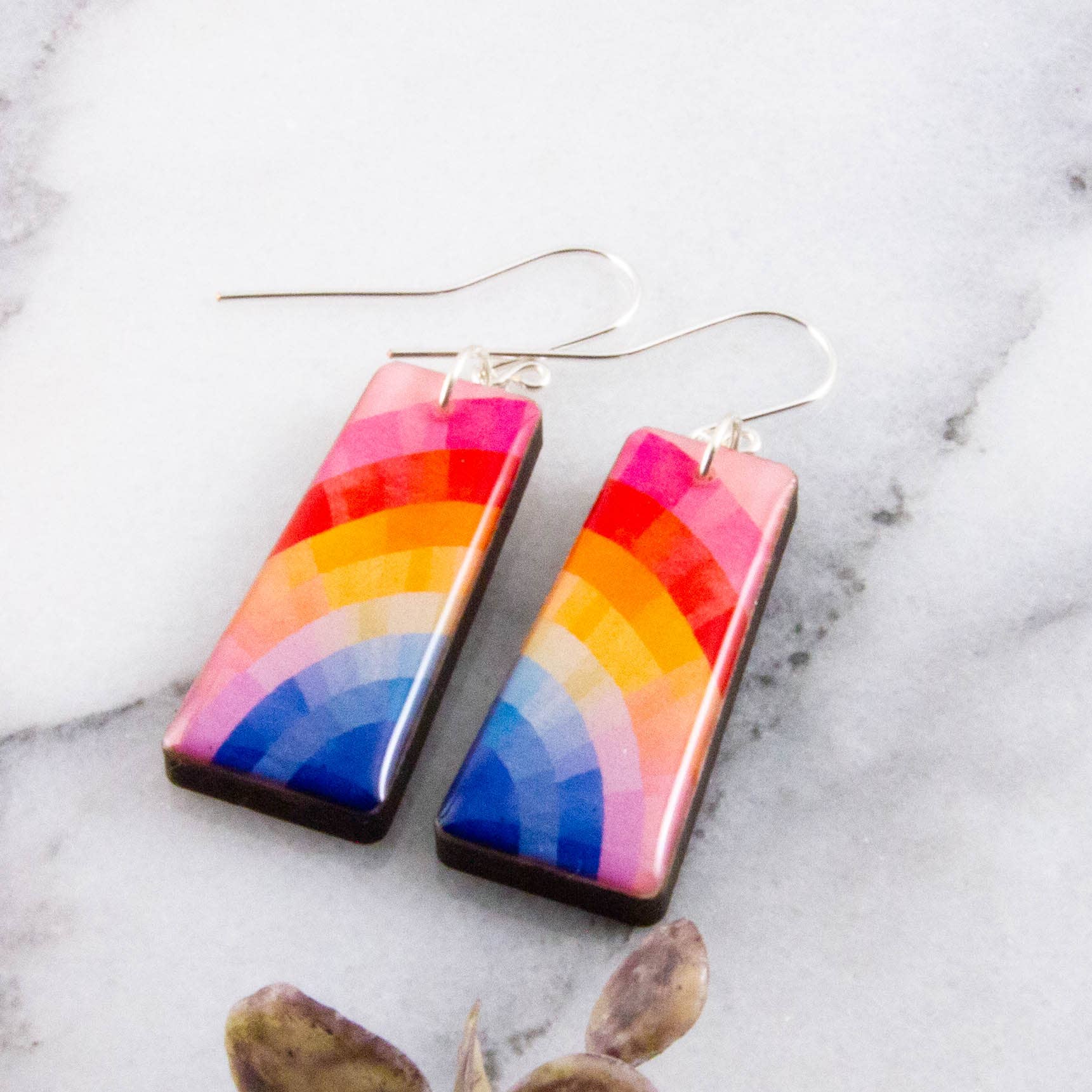 Pastel Rainbow Tapered Rectangle Earrings
