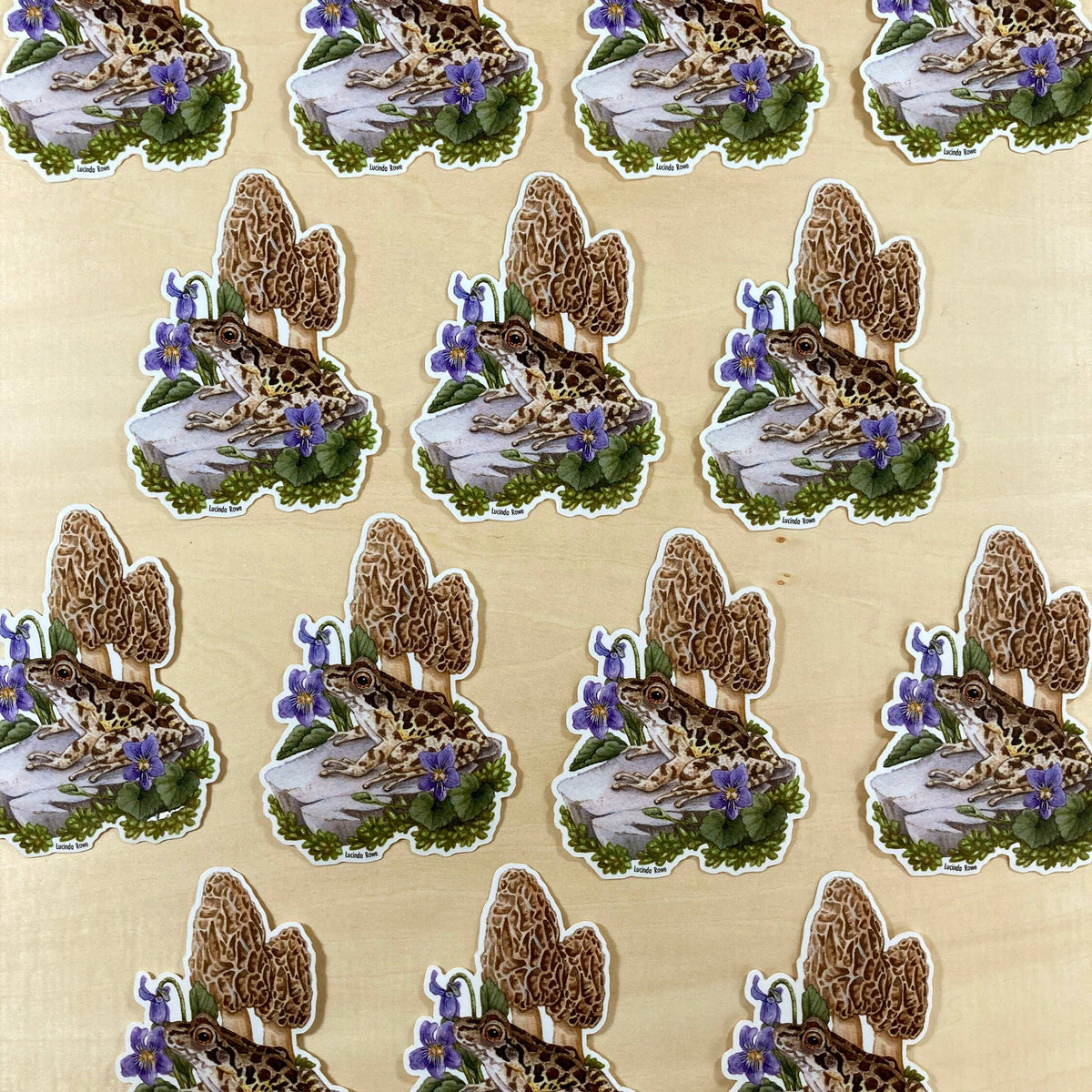 Pickerel Frog With Morels - Vinyl Sticker