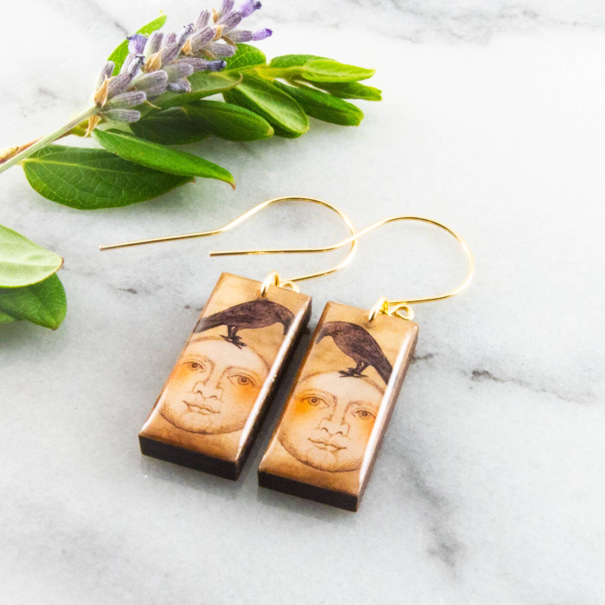 Moon + Crow Earrings