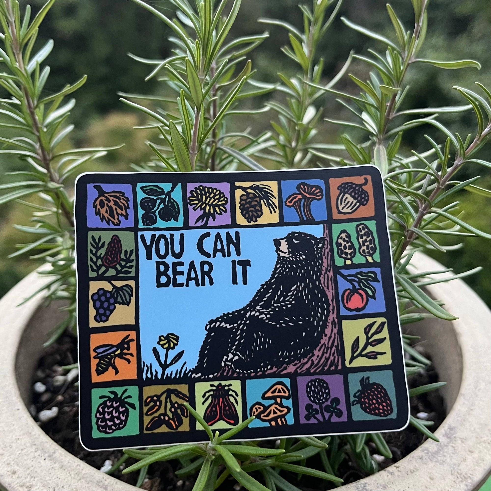You Can Bear It Sticker | matte vinyl black bear