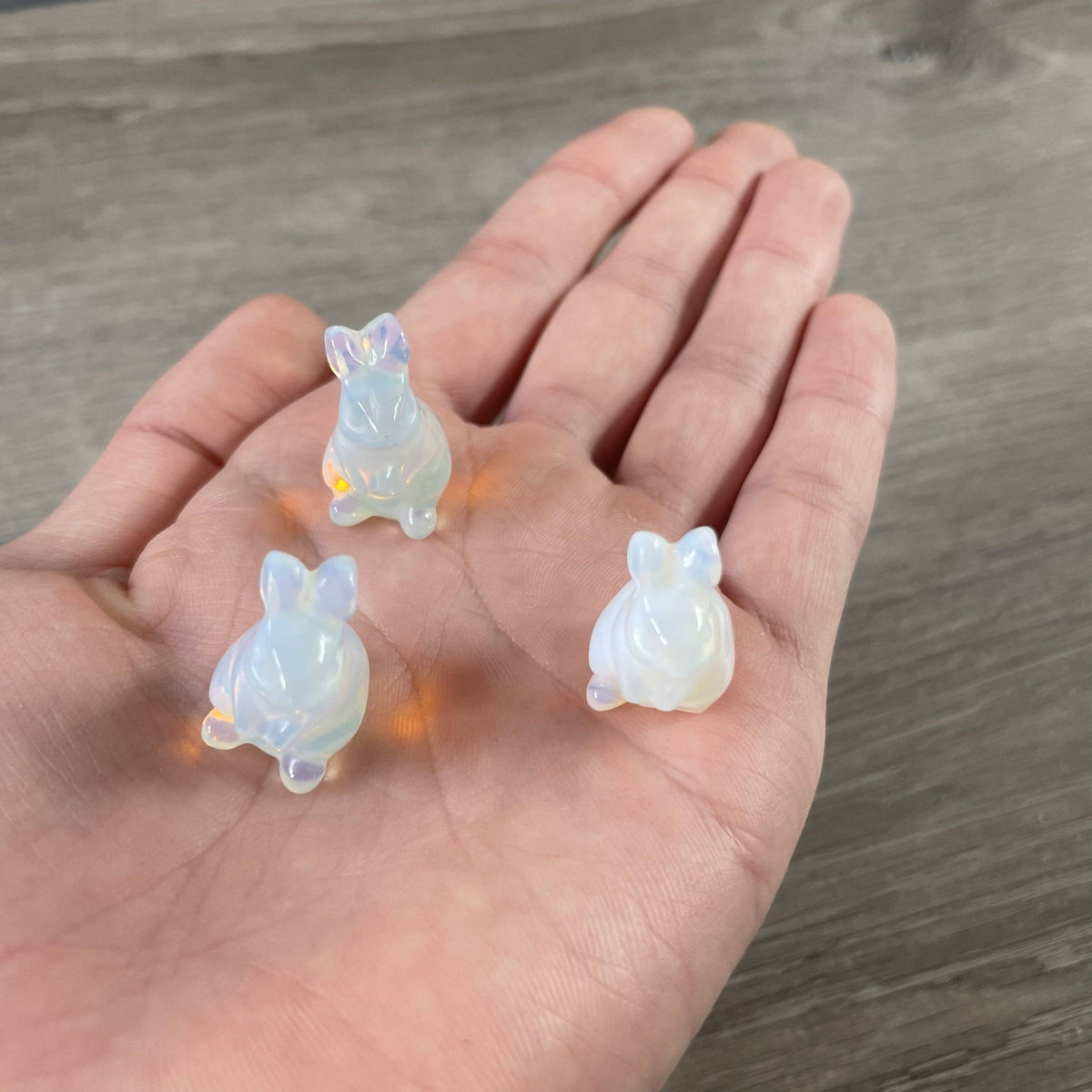 Rose Quartz Bunny Rabbit Carved Gemstone Figurine