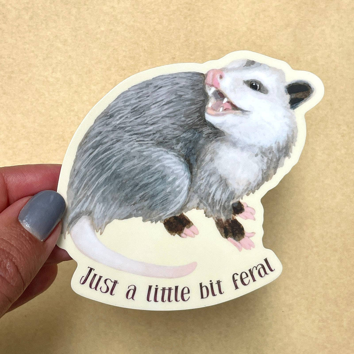 A Little Bit Feral Possum Vinyl Sticker
