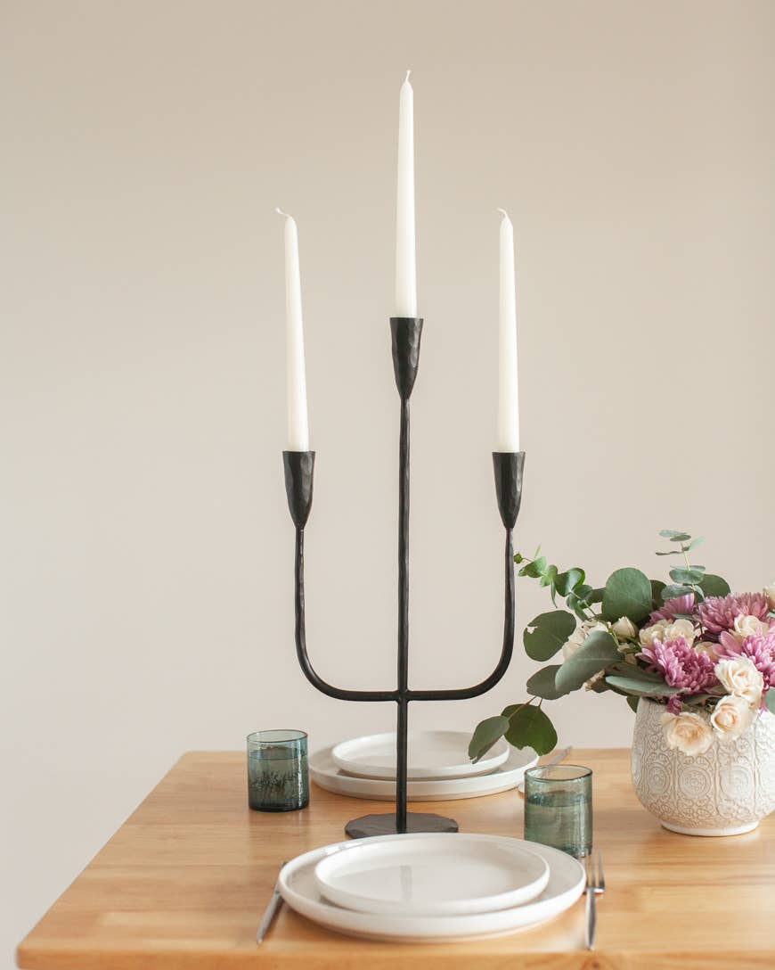 Hand-Forged Iron Candelabra