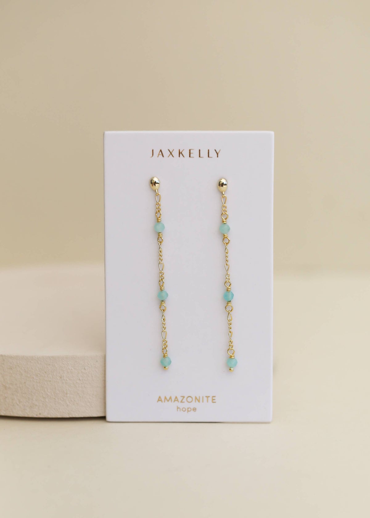 Gemstone Chain Drop Earring - Amazonite