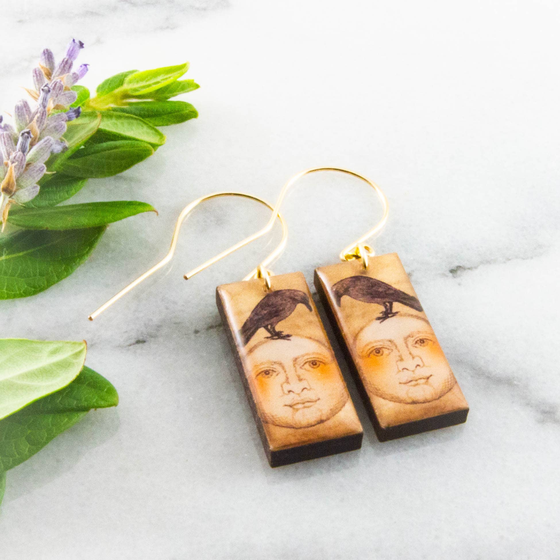 Moon + Crow Earrings