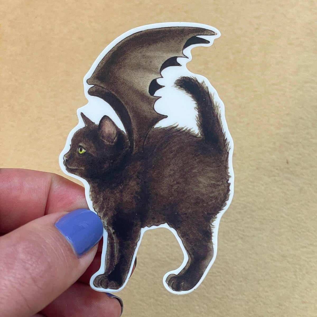 Wings Up Bat Kitten Vinyl Sticker