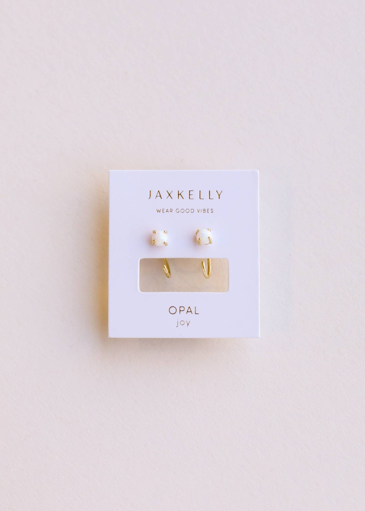 White Opal Huggie Earrings