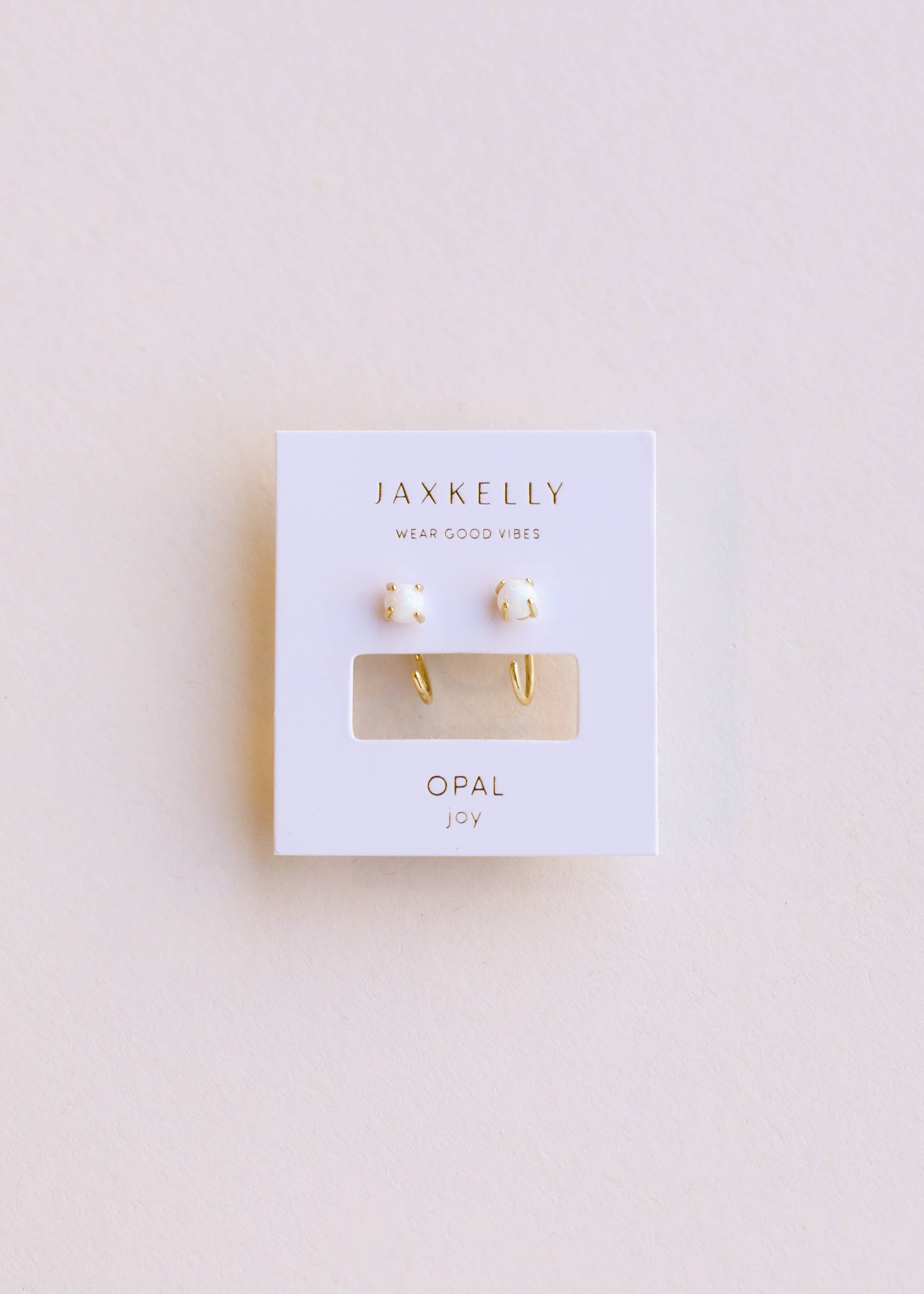 White Opal Huggie Earrings