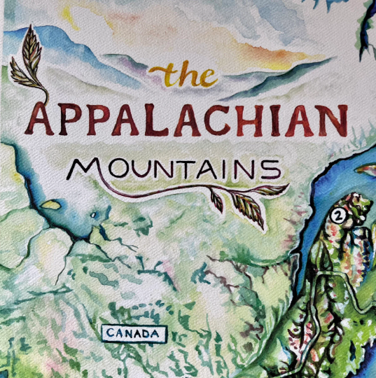 Appalachian Mountains Map - Watercolor Art Print