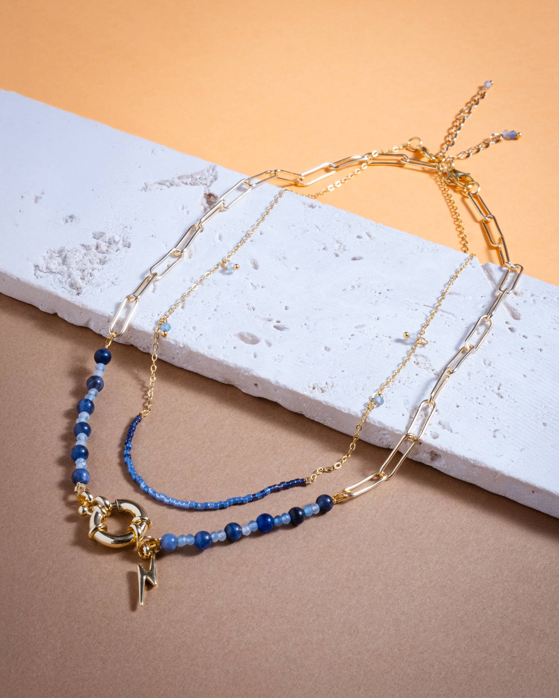Celestial Beaded Charm and Chain Set 2 Layering Necklaces