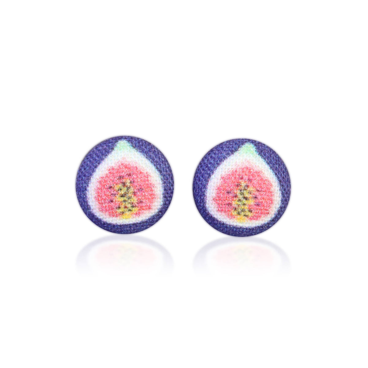 Fig Fabric Button Earrings