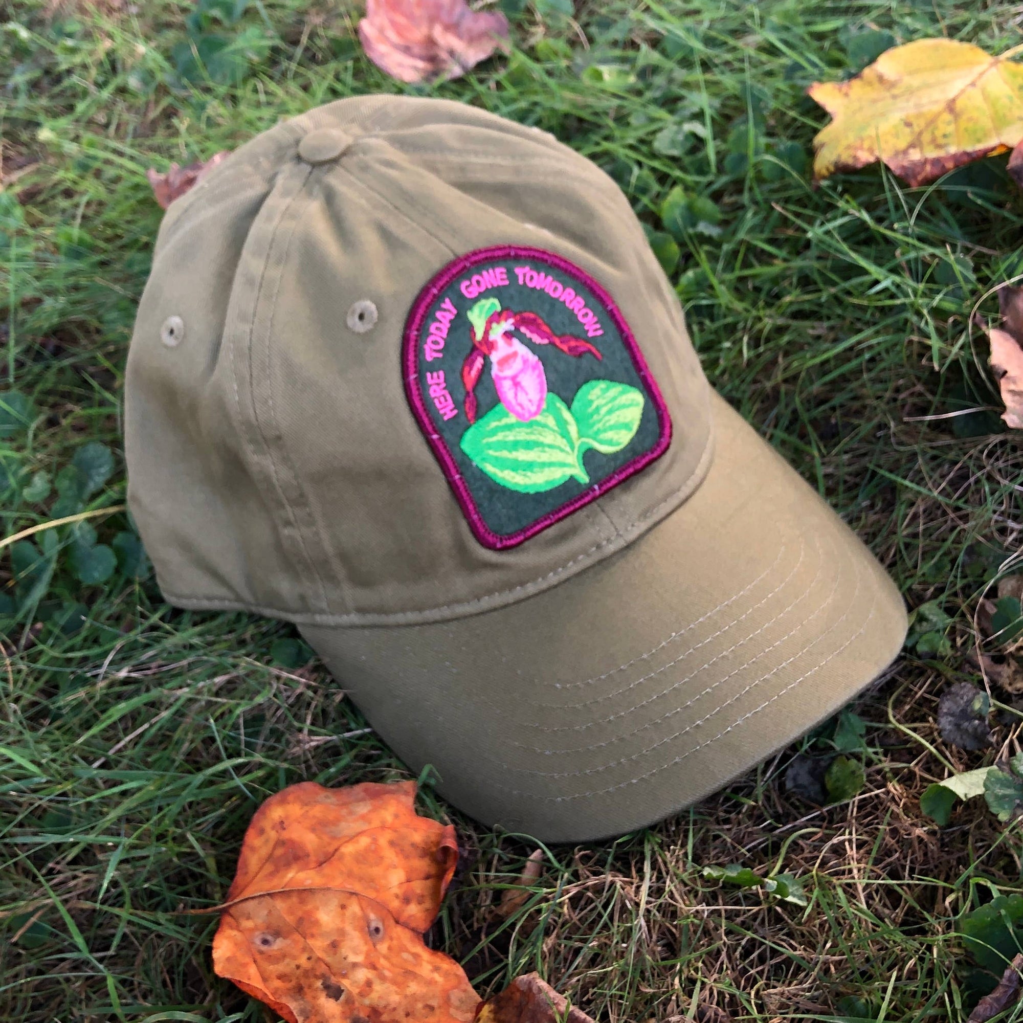 Pink Lady's Slipper Organic Cotton Native Plant Patch Hat