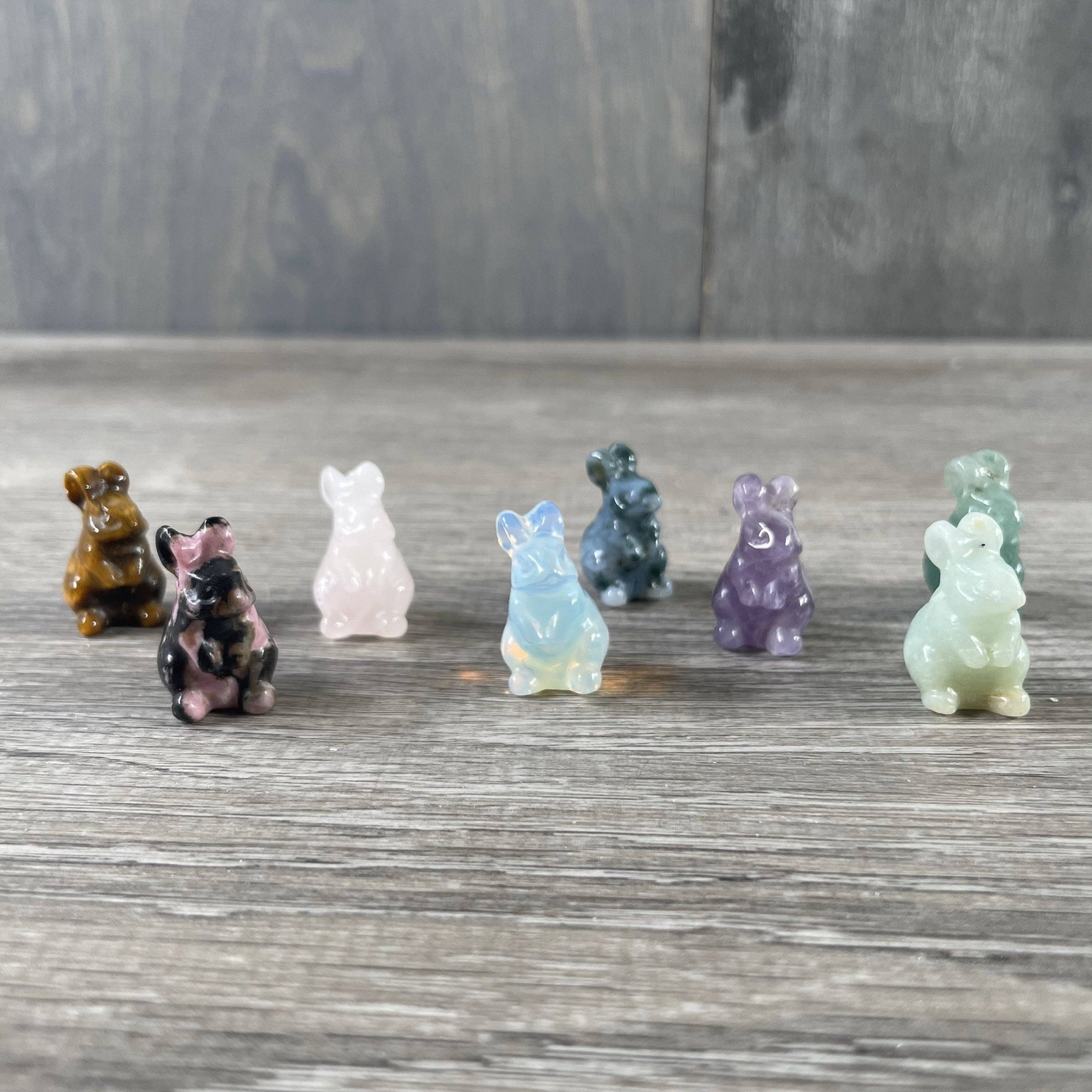 Rose Quartz Bunny Rabbit Carved Gemstone Figurine