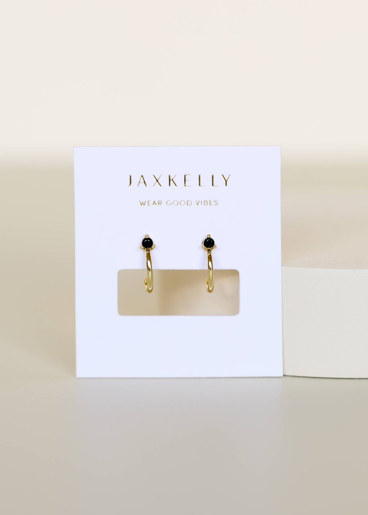 Black Open Mini Hoop Earrings