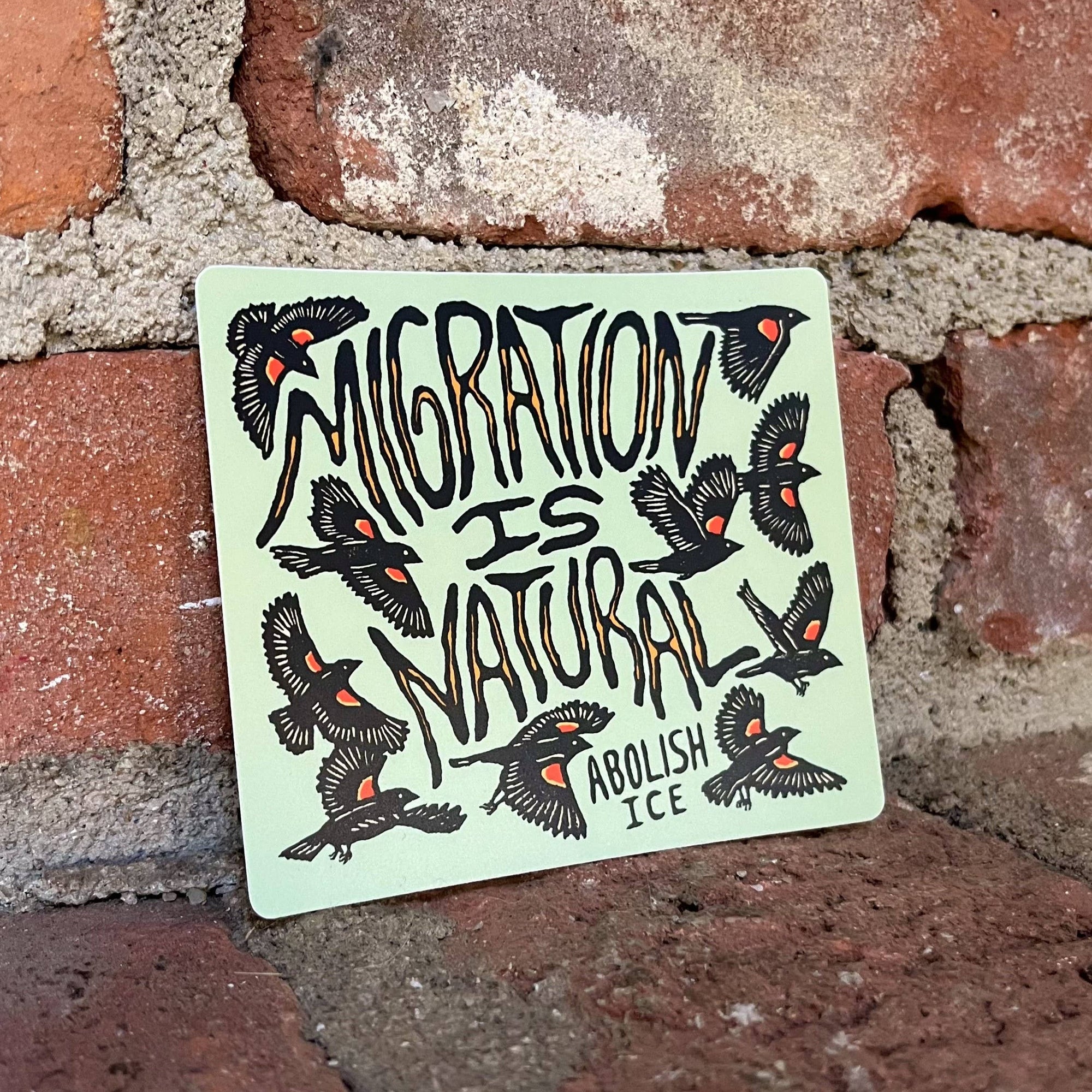 Migration Is Natural - Abolish Ice Vinyl Sticker