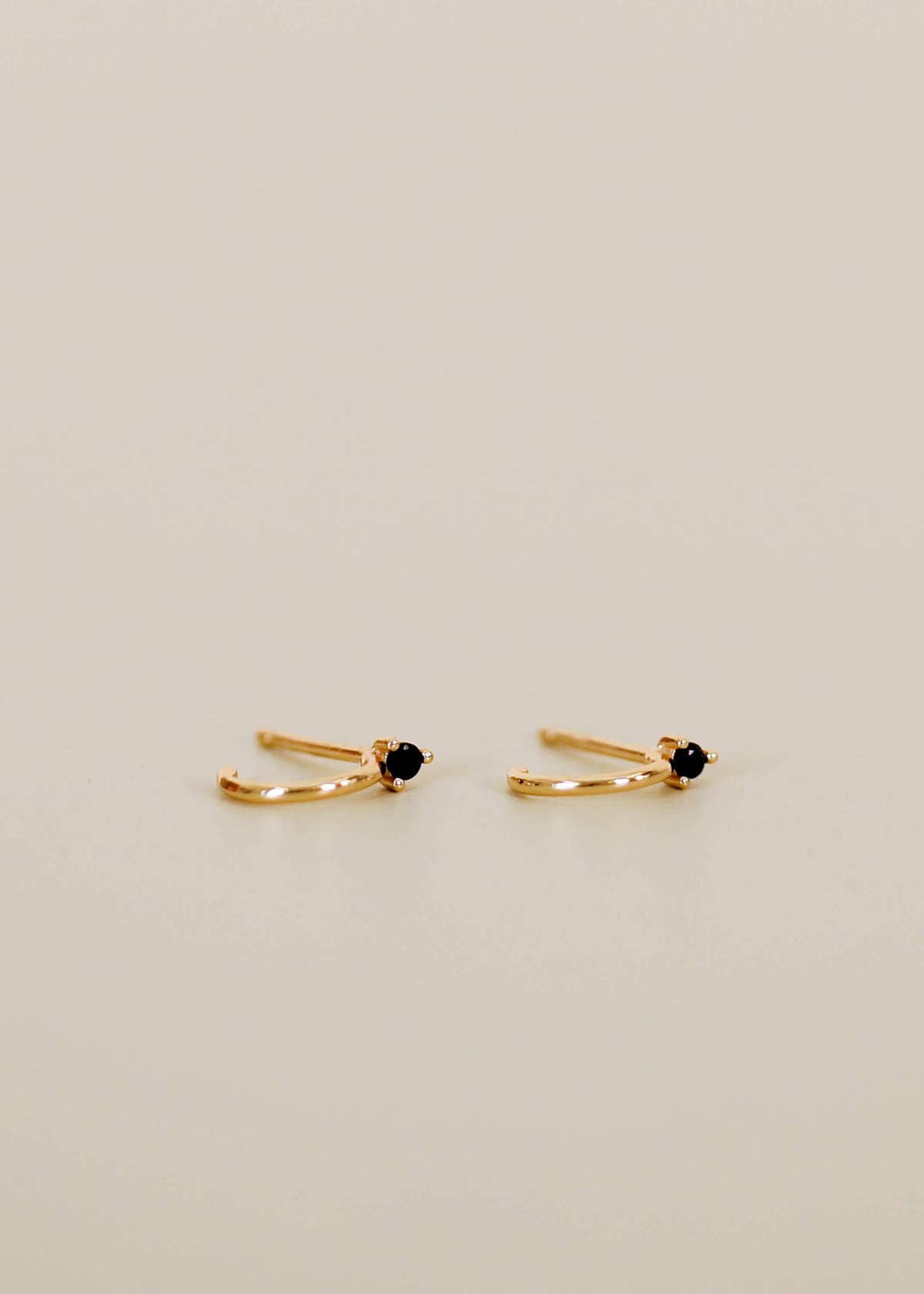 Black Open Mini Hoop Earrings
