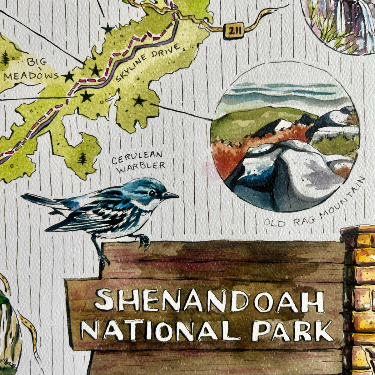 Shenandoah National Park Illustrated Map Art Print