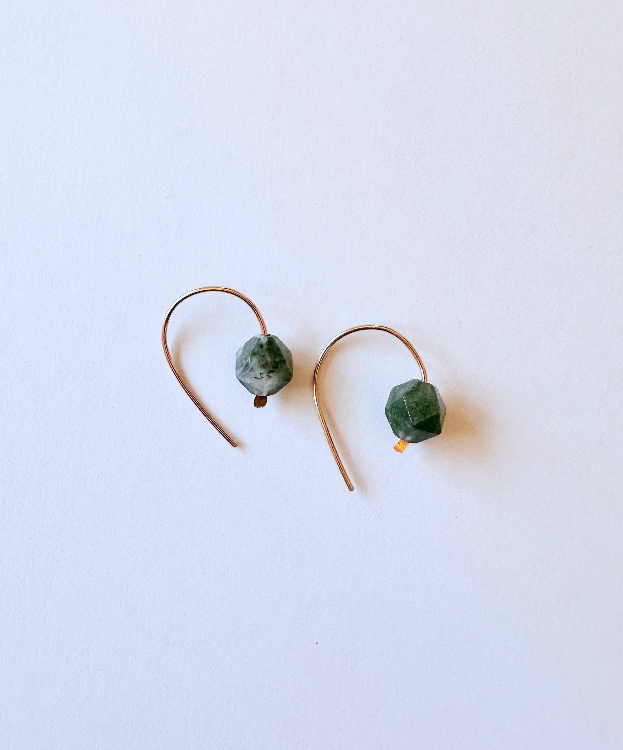 Moss Agate Wire Hook Earrings