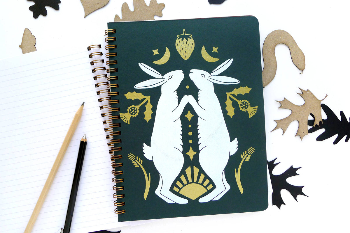 Harvest Rabbits Coil Notebook, Large : Lined