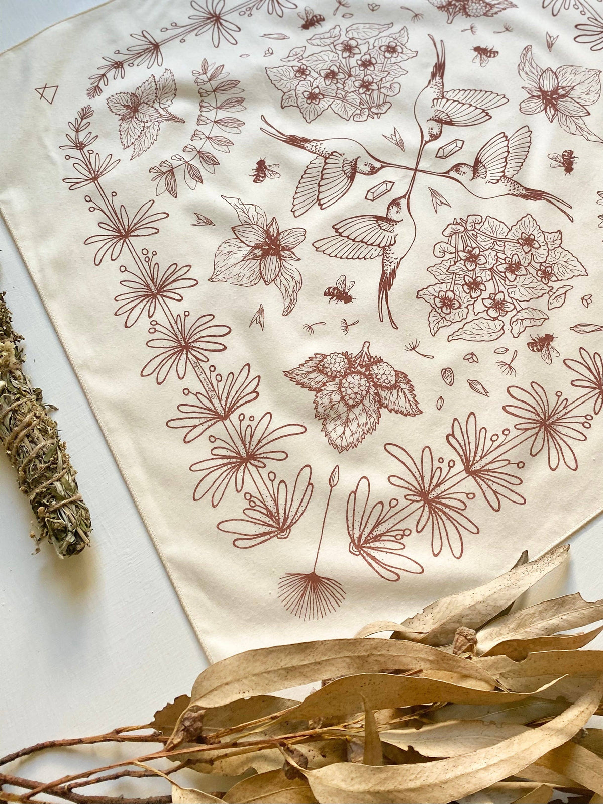 White Spring Herbs Bandana