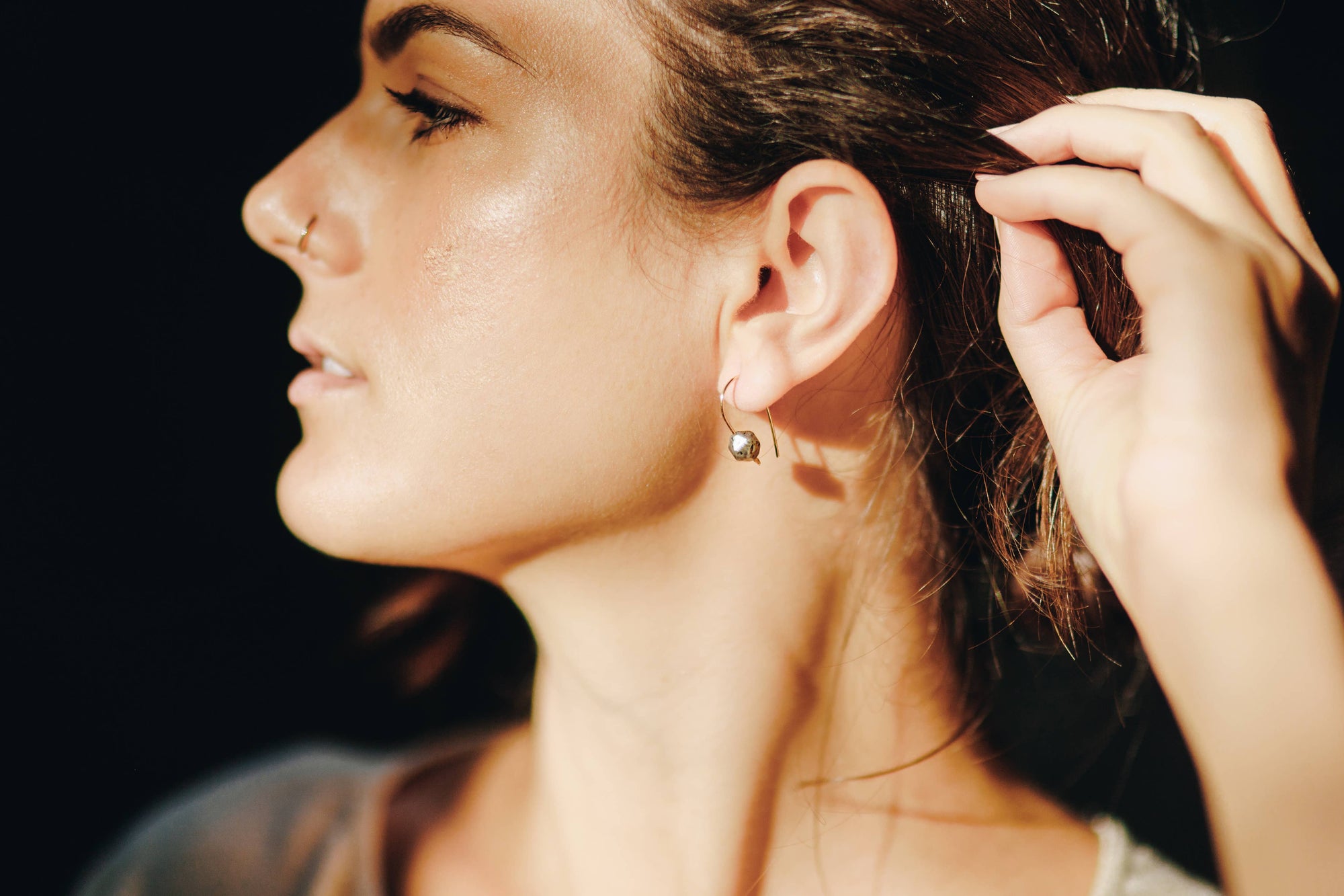 Moss Agate Wire Hook Earrings