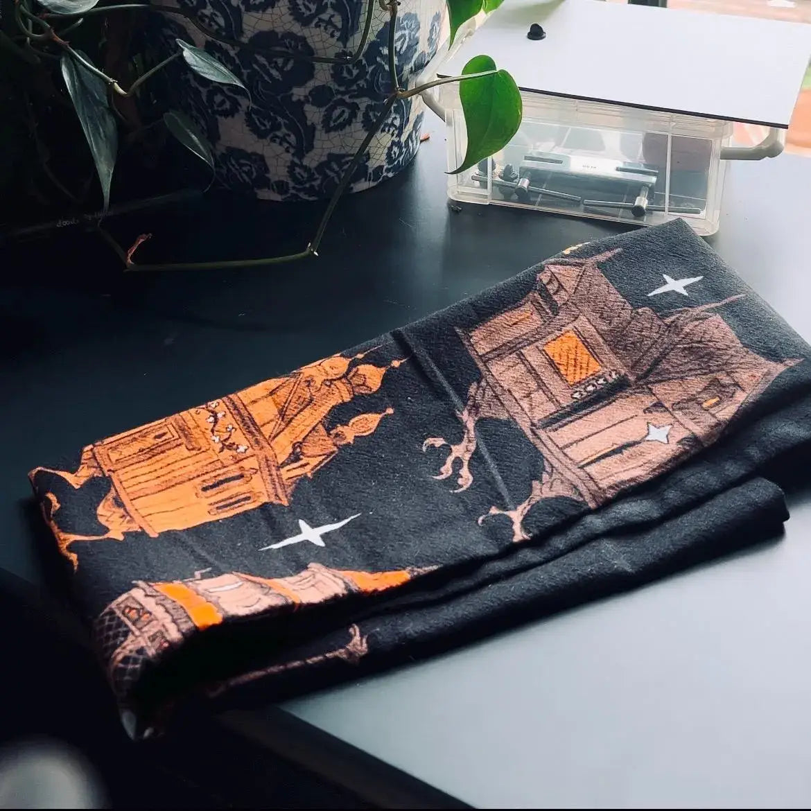 Baba Yaga Houses Cotton Tea Towel (Dark Version)