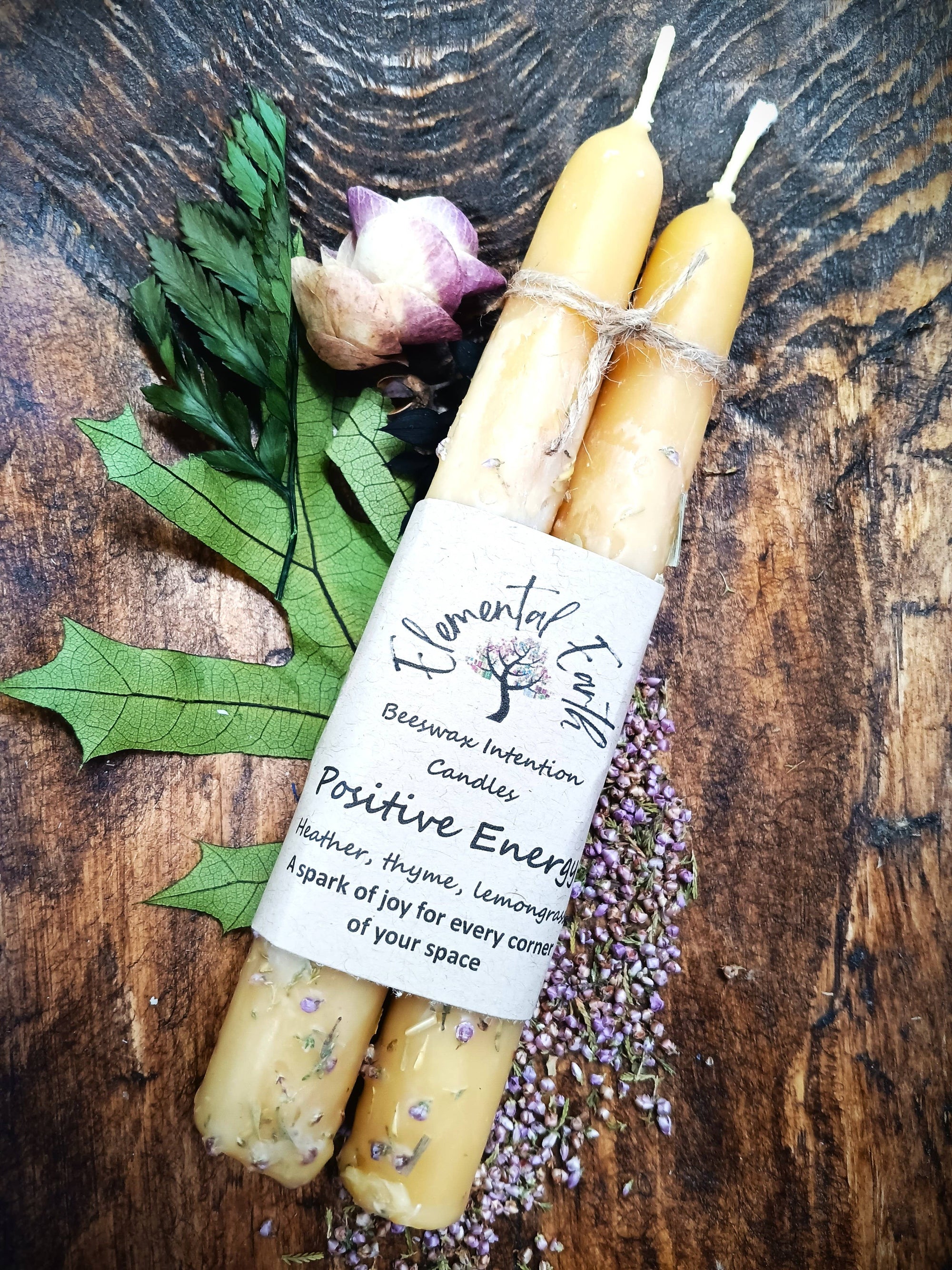 Positive Energy Beeswax Intention Candles