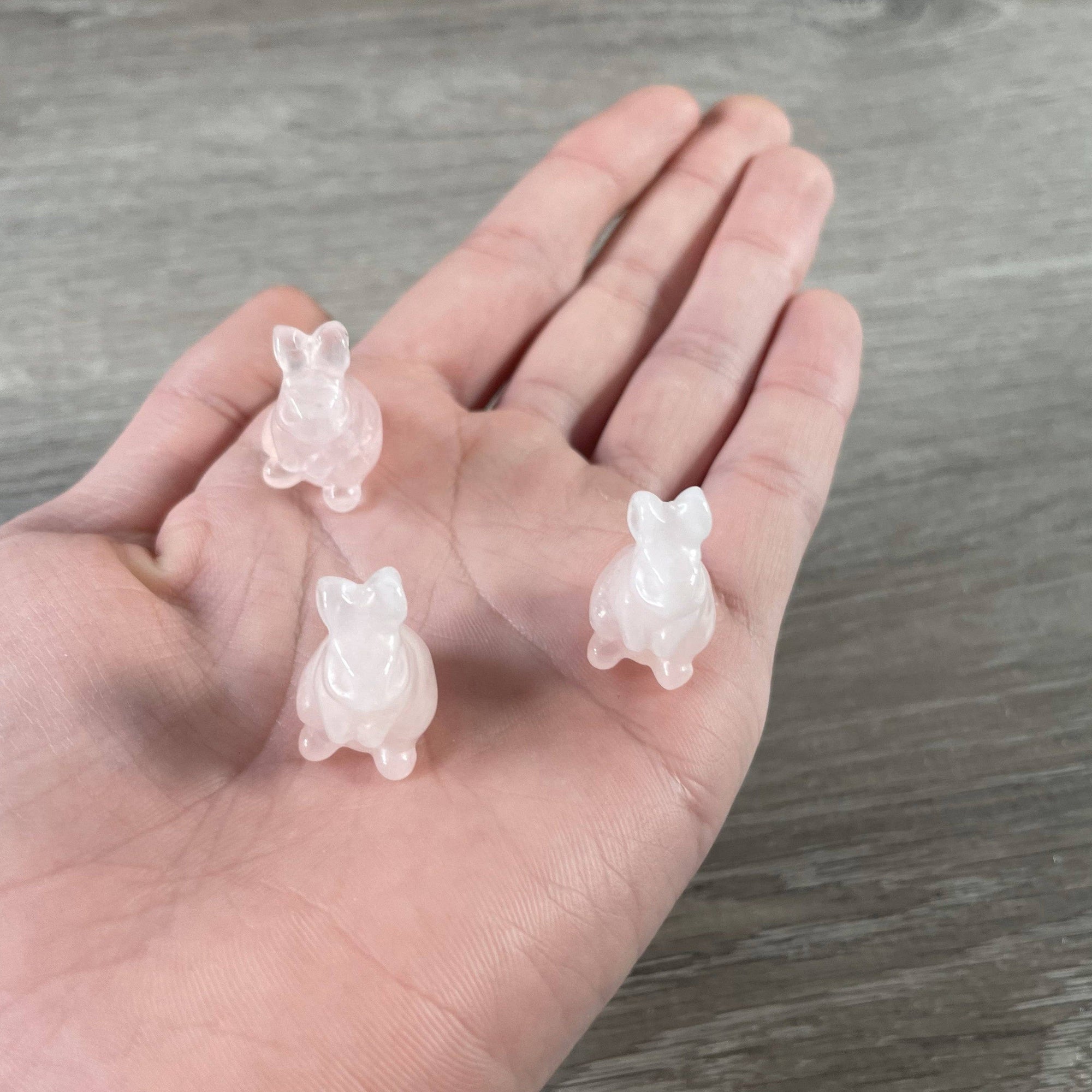 Rose Quartz Bunny Rabbit Carved Gemstone Figurine