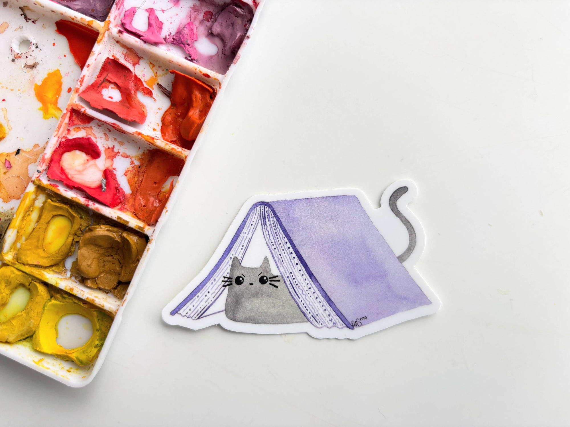 Cat in Book Tent Vinyl Sticker
