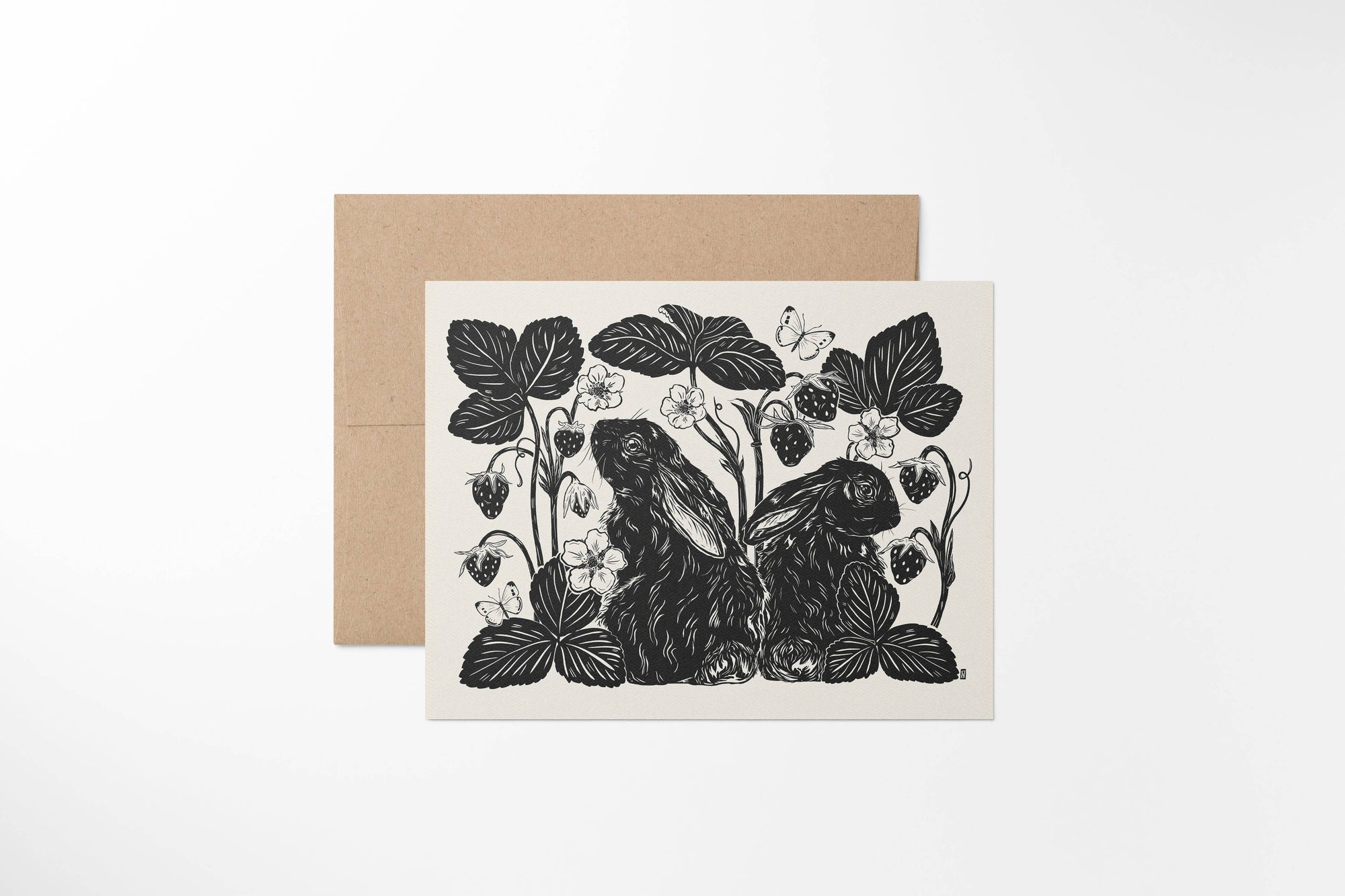 Cottontail Rabbit Strawberry Card