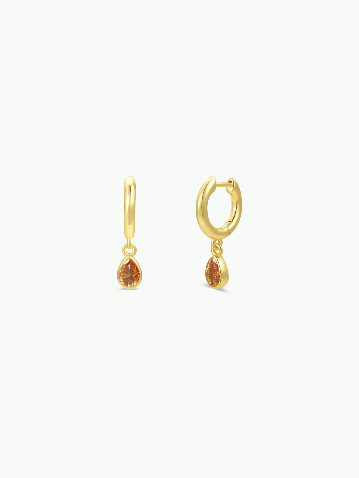 Champagne CZ Teardrop Charm Hoop
