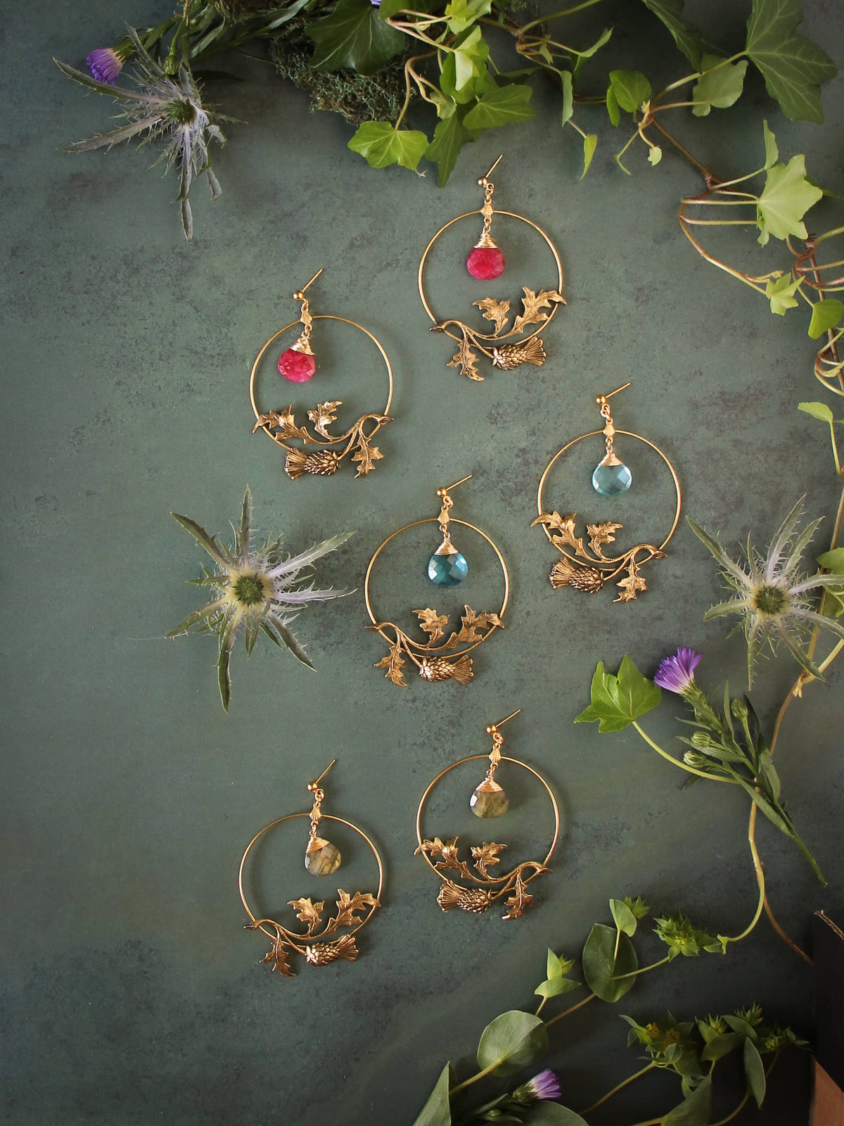 Thistle Hoops - Light Blue Topaz