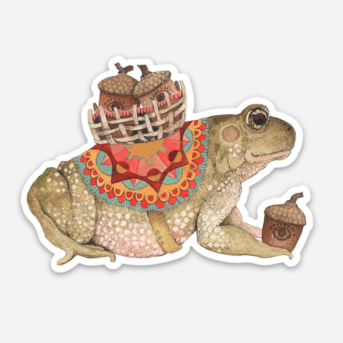 Acorn Forager Frog Sticker - Wild Roots Apothecary