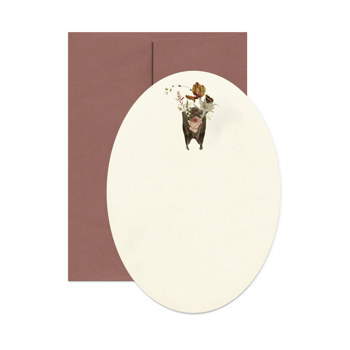 Bat with Flowers Oval Card