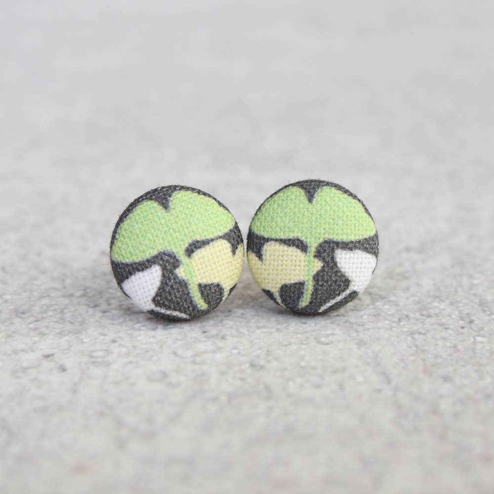 Leaves Fabric Button Earrings