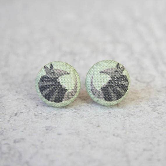 Armadillo Fabric Button Earrings