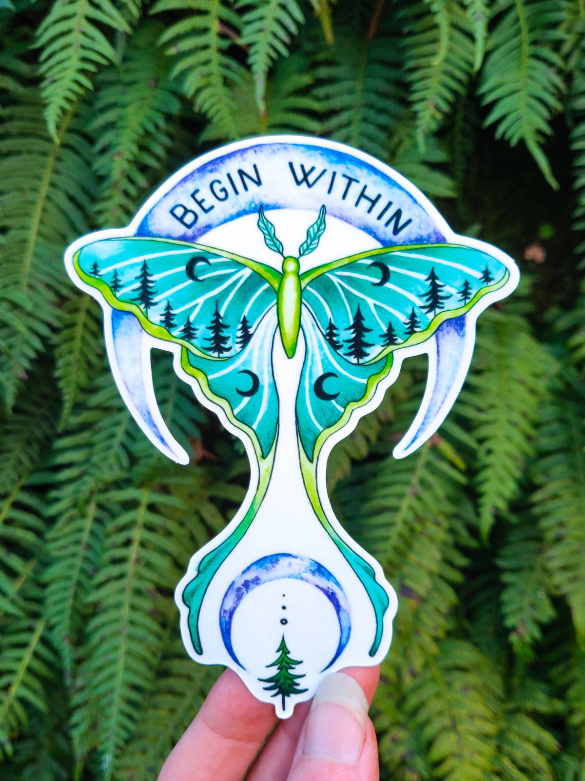 Begin Within Luna Moth Vinyl Sticker