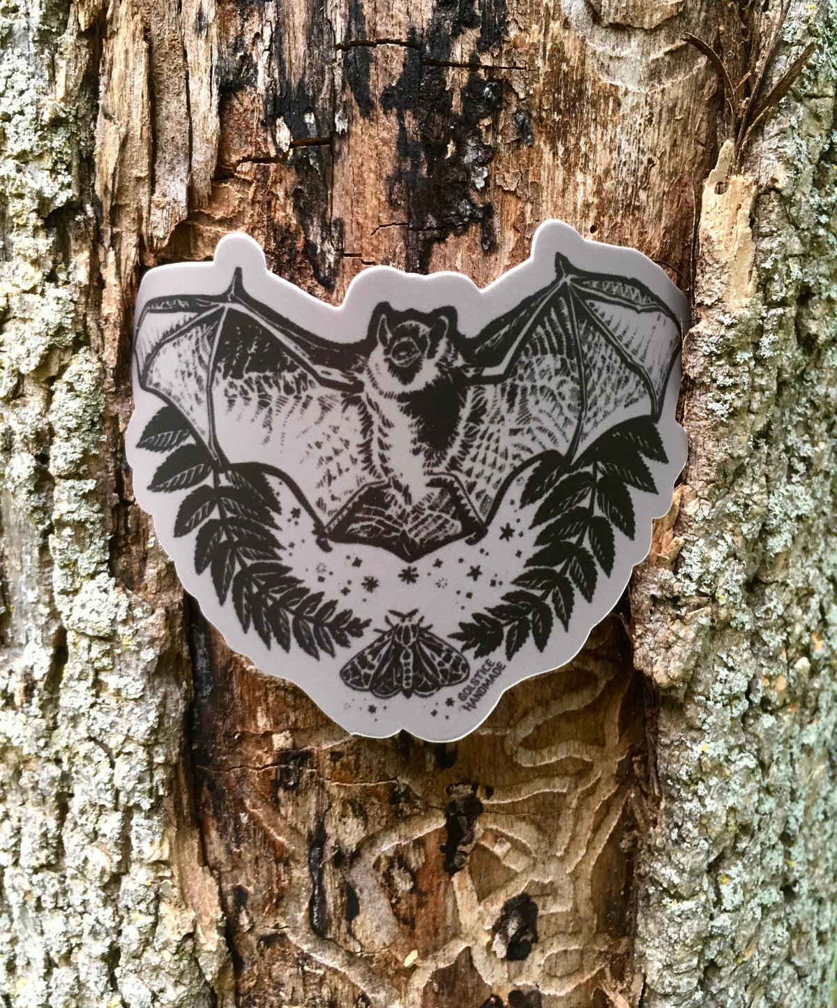 &quot;Witching Hour&quot; Bat and Moth Sticker