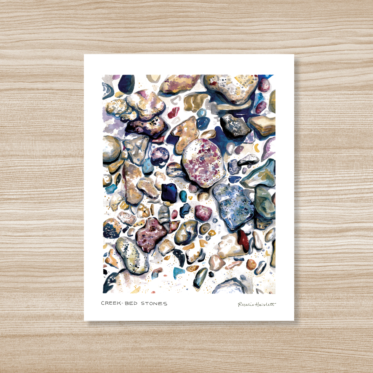 Creek-bed Stones Watercolor Art Print by Rosalie Haizlett