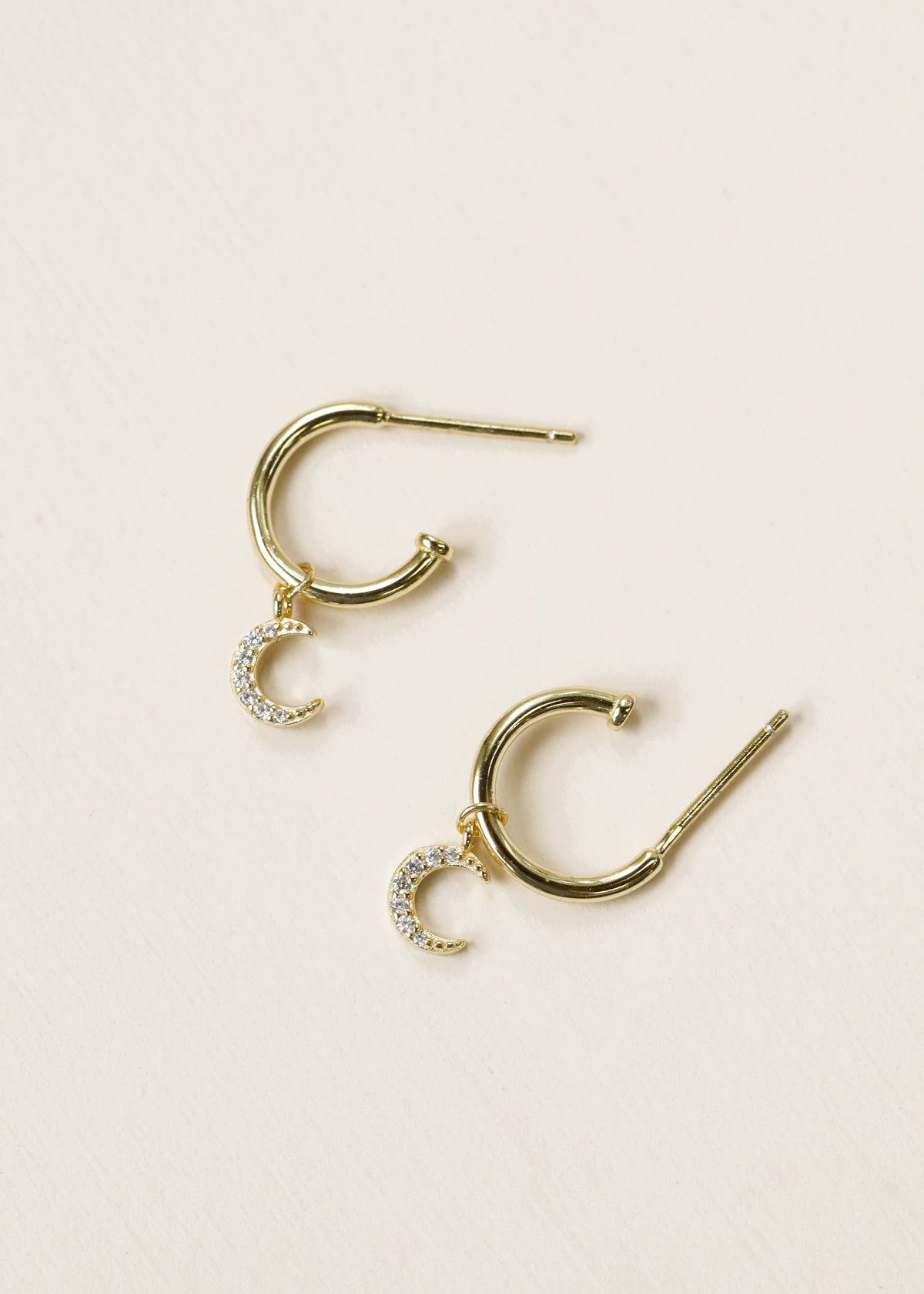 Crescent Moon Golden Hoop Earrings