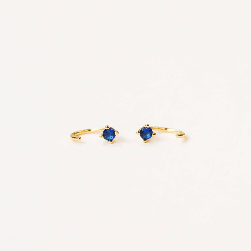 Sapphire CZ Huggies Earrings