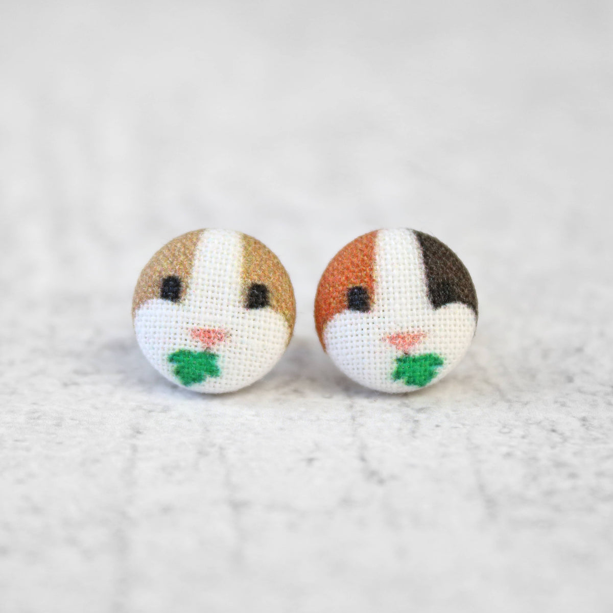 Guinea Pig Fabric Button Earrings