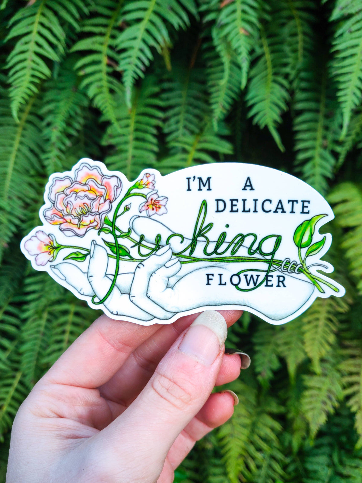 Delicate Fucking Flower Vinyl Sticker