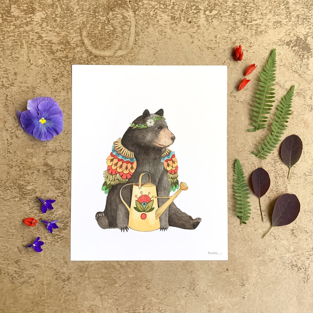 Bernice&#39;s Watering Can: Woodland Garden (8&quot; x 10&quot; Print)